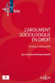 Couverture de l'ouvrage L'argument sociologique en droit
